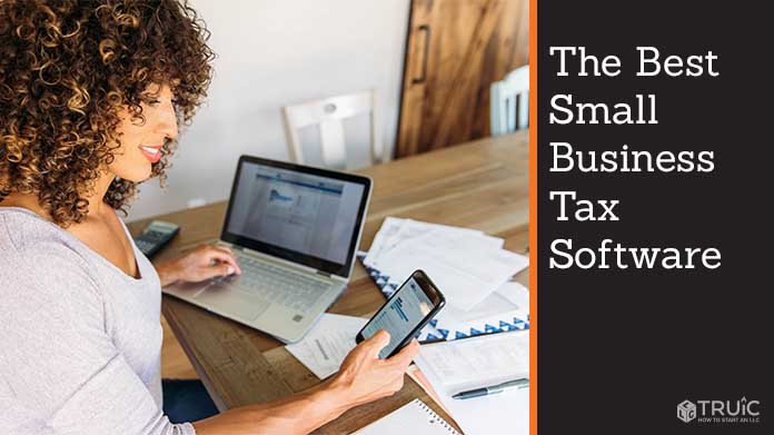 Woman comparing tax software in her home office