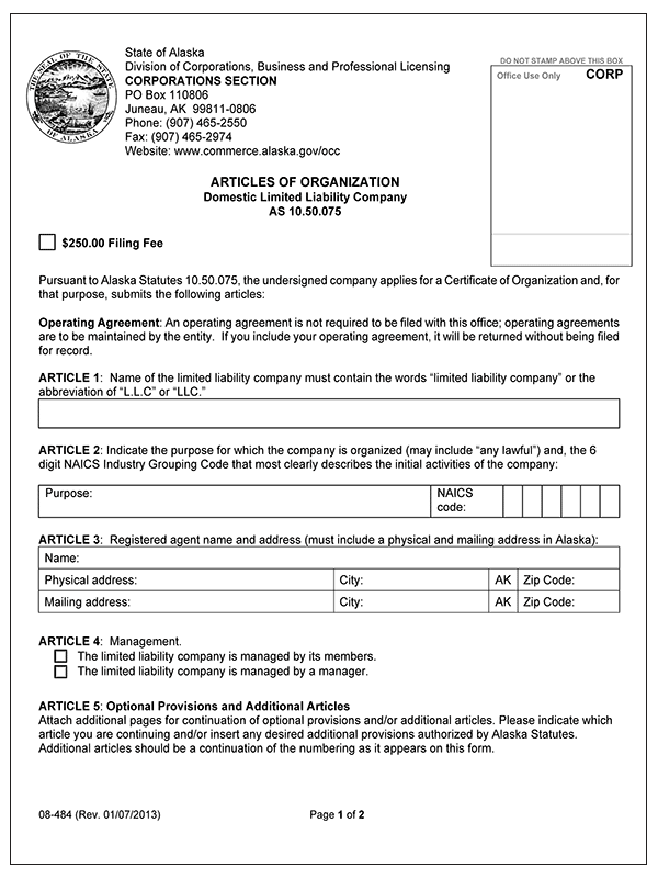 Alaska LLC Formation Document