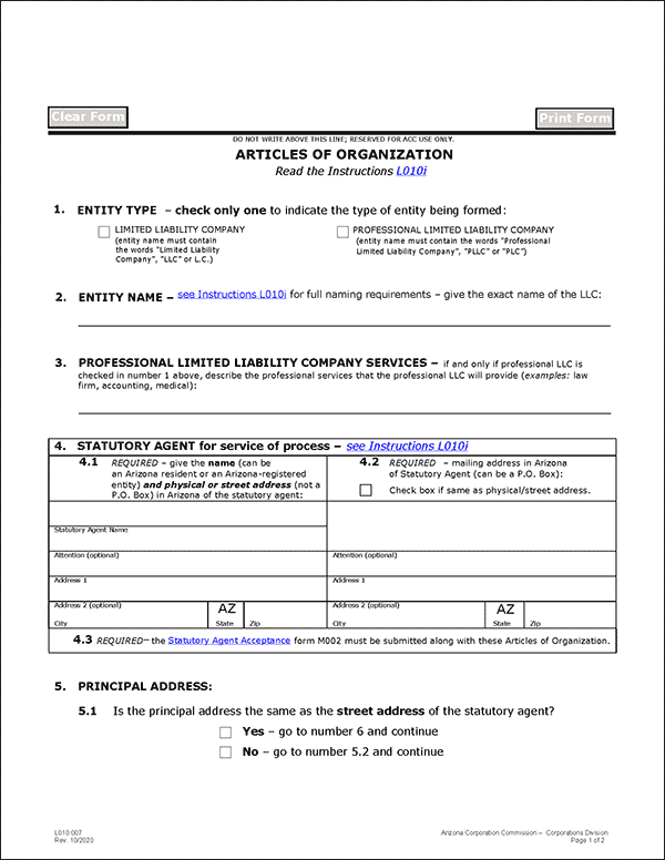 Acta Constitutiva Arizona