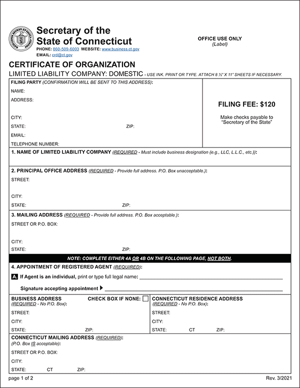 Connecticut LLC Formation Document