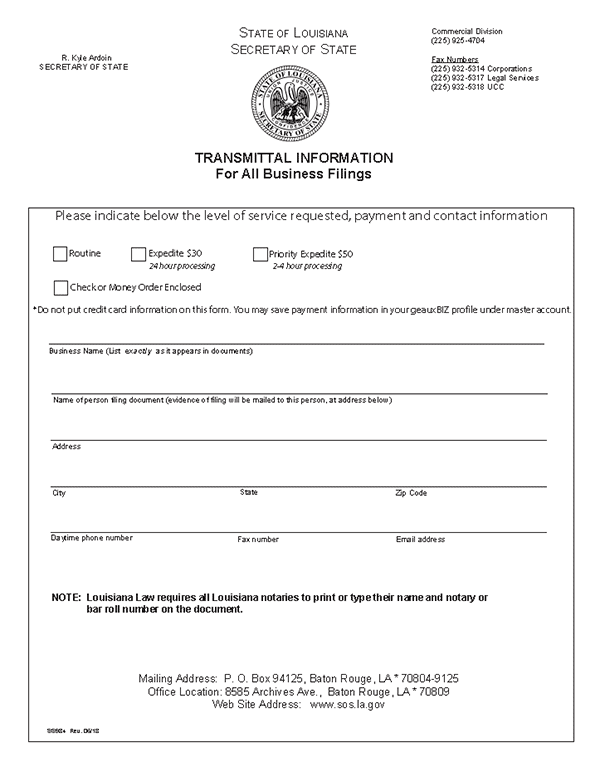 Acta Constitutiva Louisiana