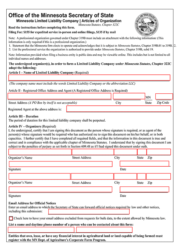 Minnesota LLC Formation Document