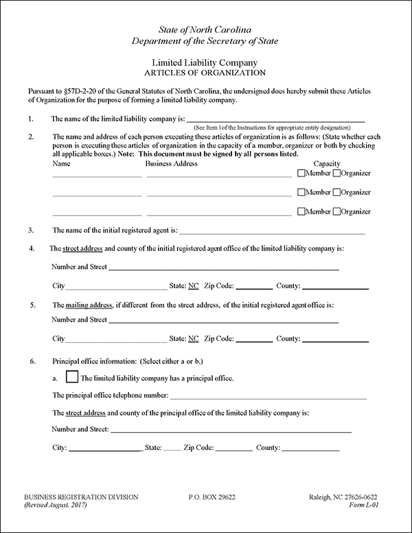 Acta Constitutiva North Carolina