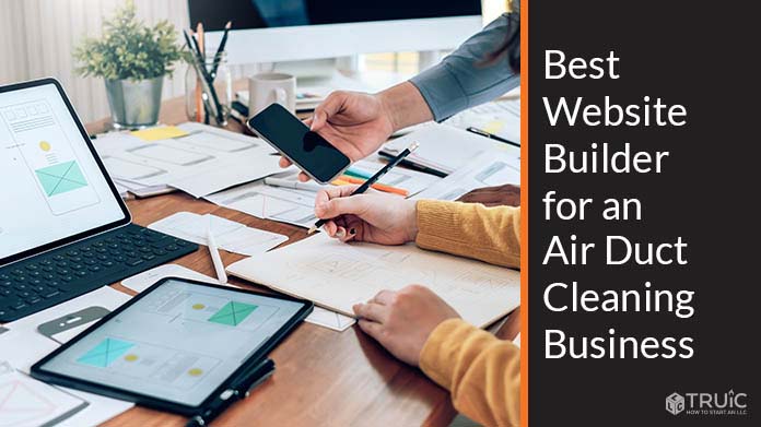 Two professional people building a website for their business.