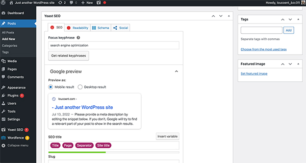 WordPress SEO example.