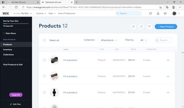 Wix pricing and plans screenshot.