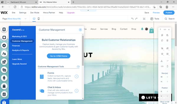 Wix pricing and plans screenshot.