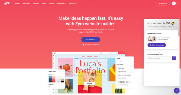 Zyro website builder.