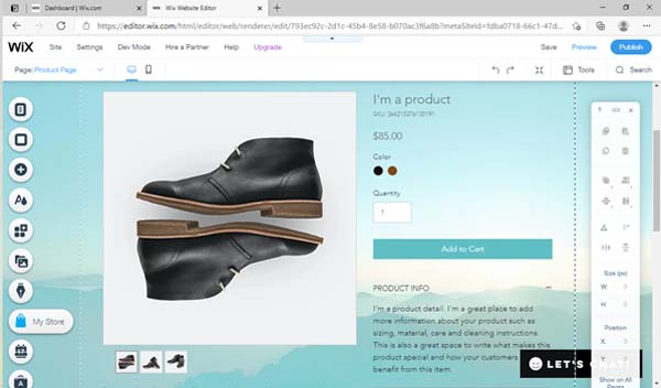Wix pricing and plans screenshot.