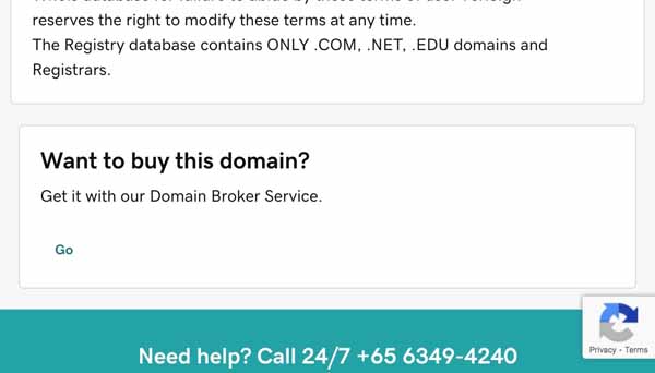 GoDaddy Domain Search.
