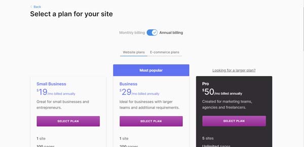 Pagecloud pricing and plans screenshot.