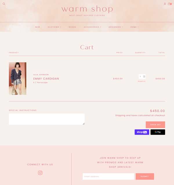 How to make a shopping cart page.