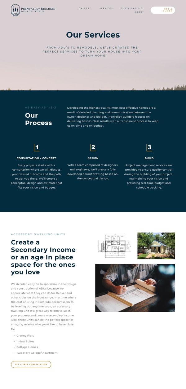 Services page example
