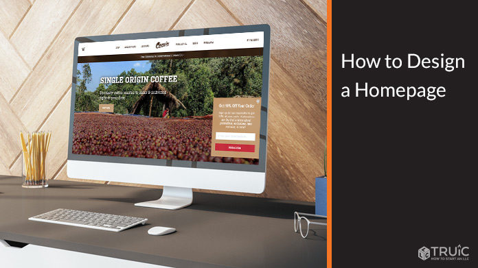 Homepage example on a computer screen.