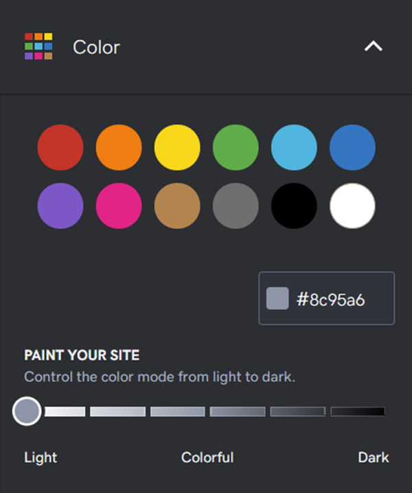Screenshot of GoDaddy Web Builder Color Picker