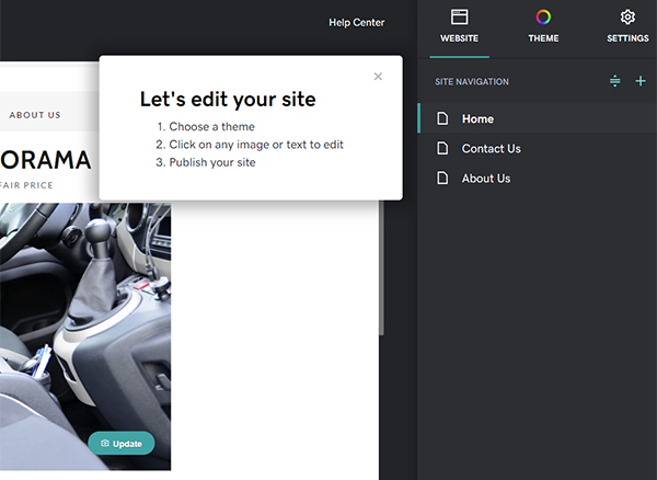 Screenshot of GoDaddy Web Builder Site Navigation Editor