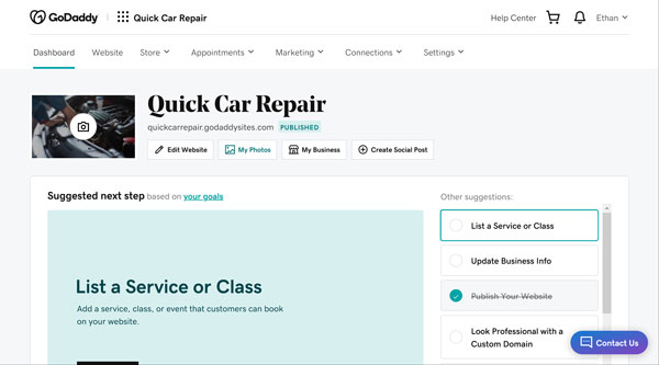 Edit GoDaddy website.