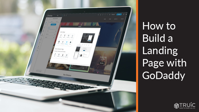 GoDaddy landing page building example.