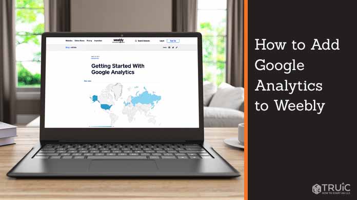 Laptop with weebly webpage on it that says, “Getting Started with Google Analytics.”