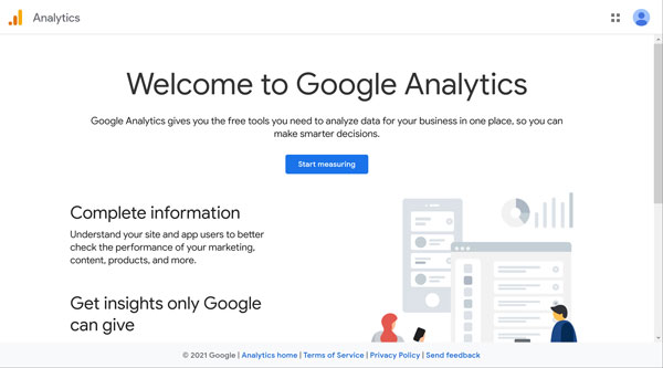 Google Analytics welcome screen.