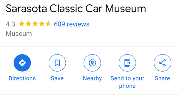 Google business review and information example.