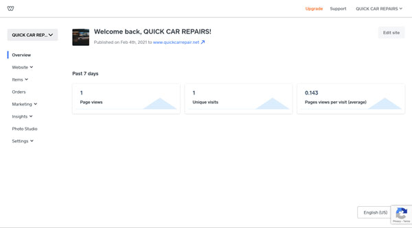 Google Analytics for Weebly welcome screen.