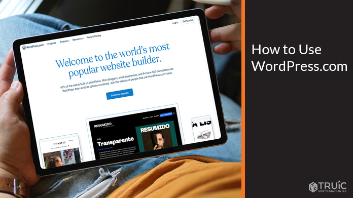 WordPress.com home screen on a tablet.
