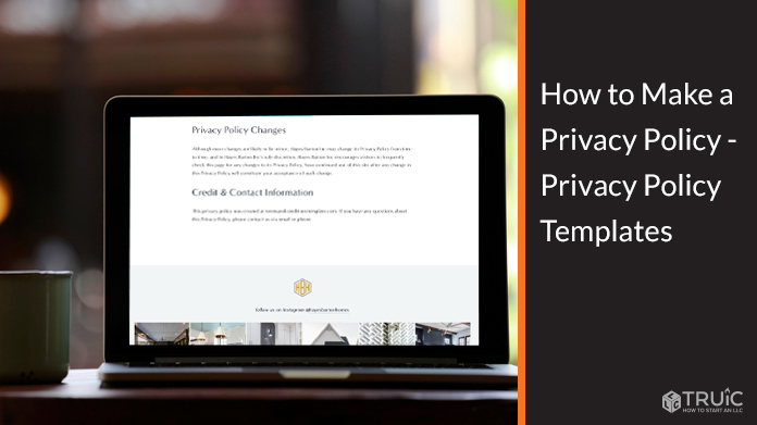 Computer screen showing a websites privacy policy.