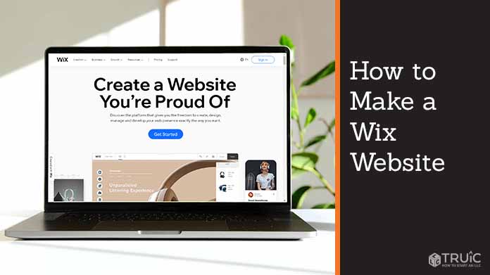 Wix home page on computer screen
