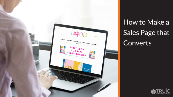 Sales page on computer screen.