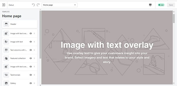 Use the buttons in the left-hand menu to add a large banner photo