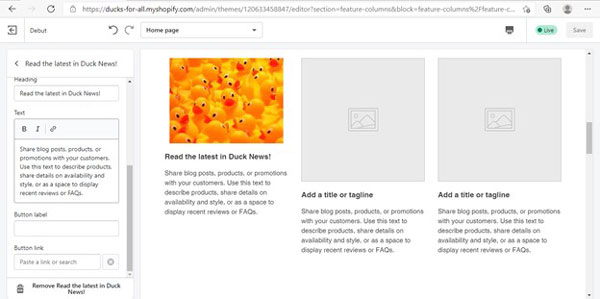 Featured products and descriptions