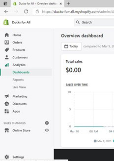 Shopify overview dashboard
