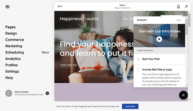 Screenshot of the Squarespace Website Builder.