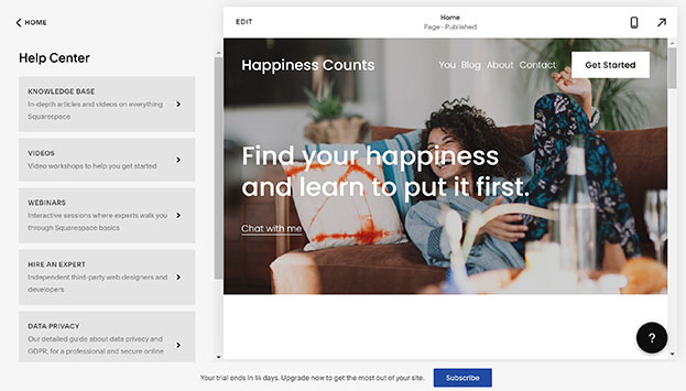 Screenshot of how to get help.