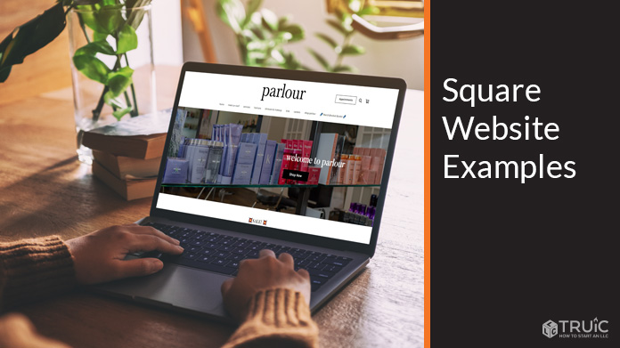 Square website examples on laptop screen.