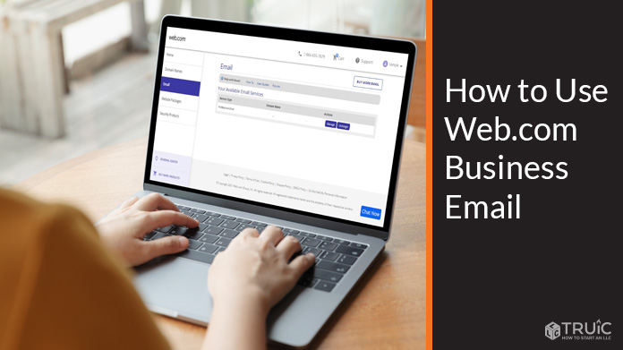 Web.com business email example on laptop.