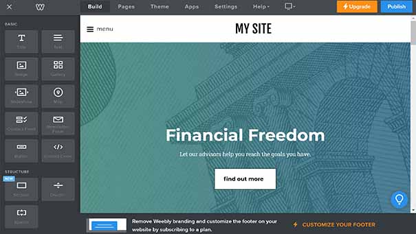 Screenshot of Weebly Site Editor