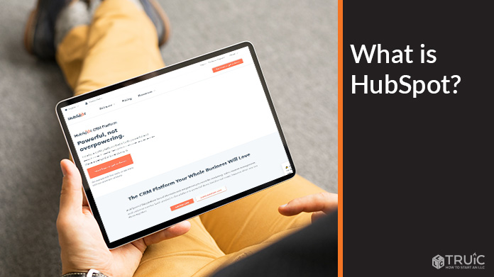 HubSpot home page on a tablet.