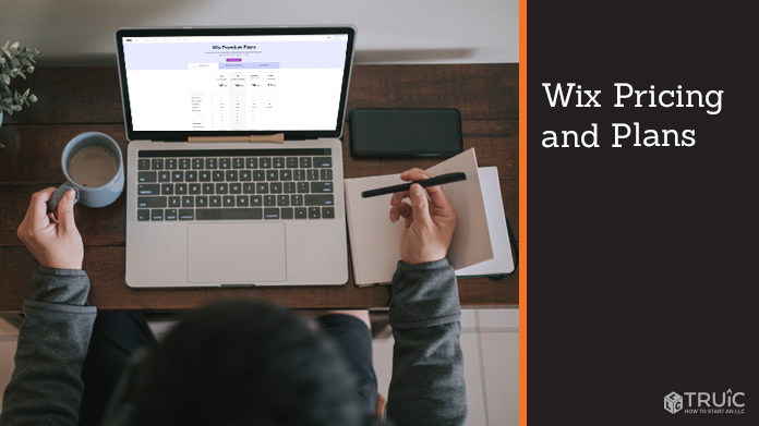 Wix pricing and plans on a computer screen.