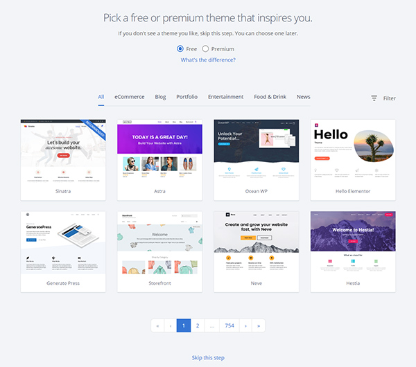 WordPress free and premium theme options.