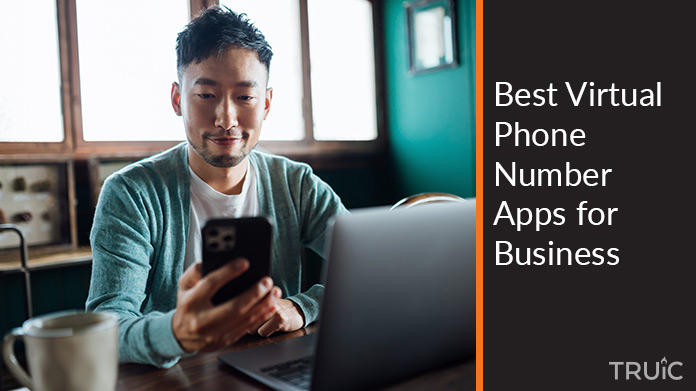 Man making a call from virtual phone number app.