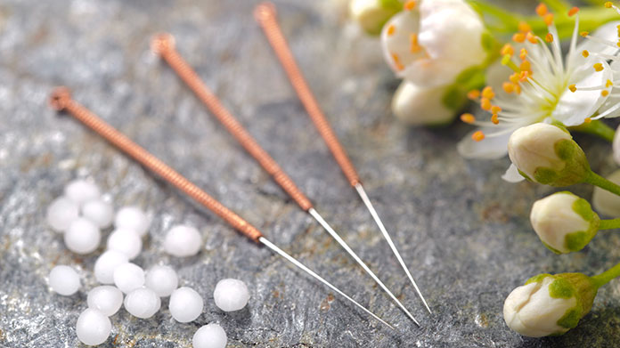 Acupuncture needles on a table