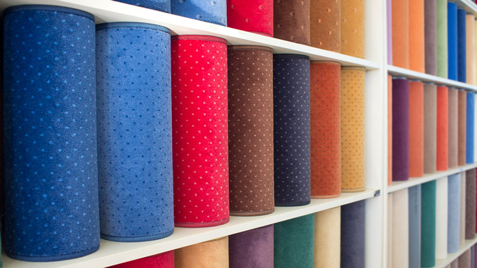 Various colors and patterns of carpet
