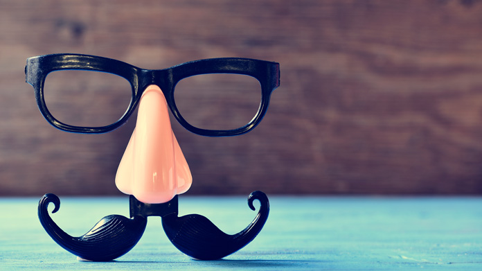Novelty glasses with a fake nose and mustache