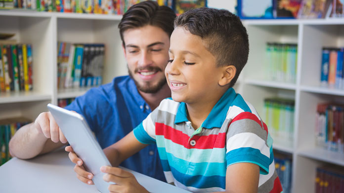A child being taught English