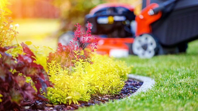 A yard being mowed