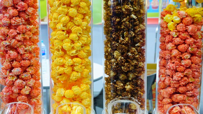 Plastic containers full of candy