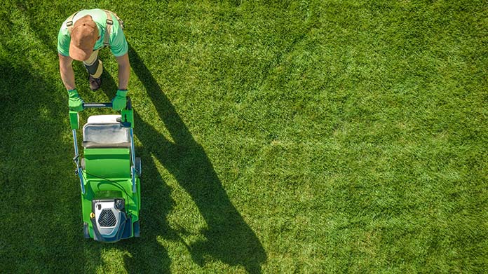 a person weed whacking