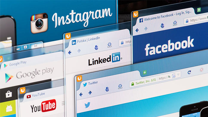a screen full of social media pages